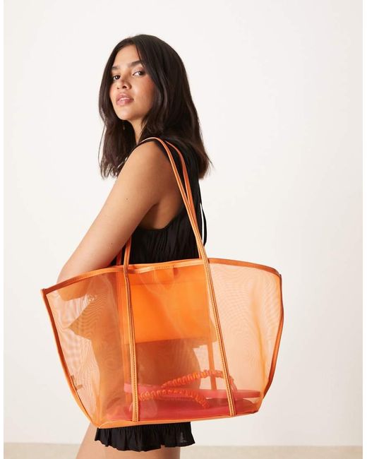 Mango Orange Mesh Tote Bag