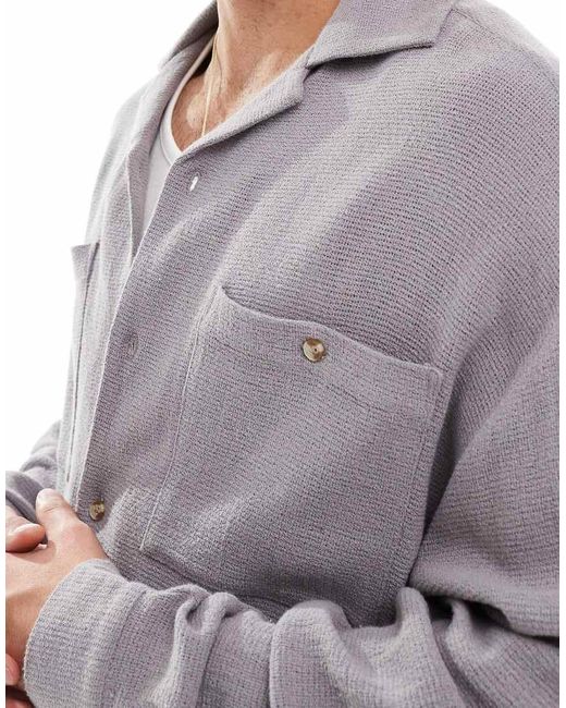 Camicia Oversize Testurizzata Grigia Squadrata di ASOS in Gray da Uomo
