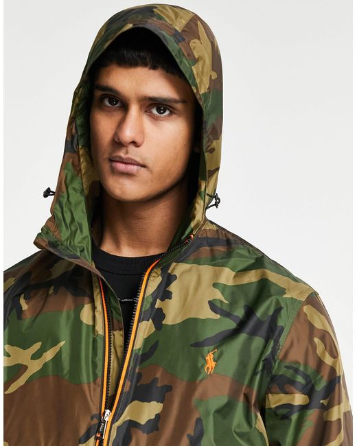 Polo Ralph Lauren Nylon Plainweave Belport Player Logo Camo Print Hooded  Rain Jacket in Green for Men | Lyst