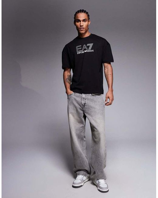EA7 Gray Armani Train Visibility Relaxed Fit T-Shirt for men