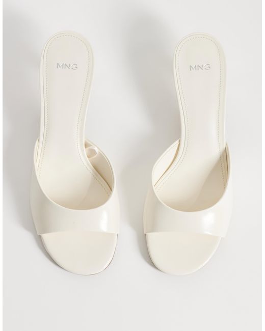 Mango White Heeled Mules