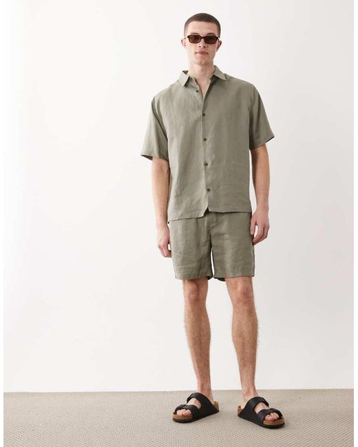 ASOS Green Co-Ord 100% Linen Relaxed Shirt for men