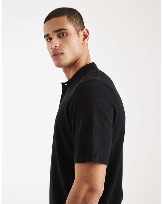 JJ Rebel Black Knitted Polo for men