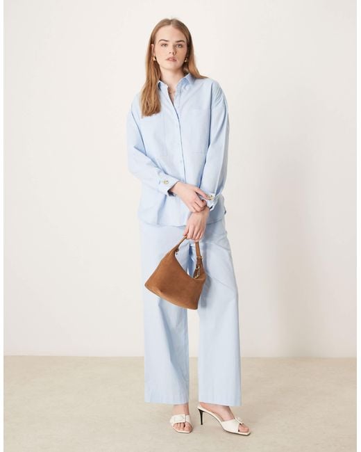 Pretty Lavish Blue Cotton Poplin Shirt Co-ord