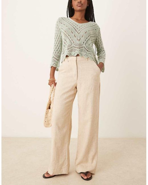 Abercrombie & Fitch Natural Curve Love Linen High Rise Tailored Trousers