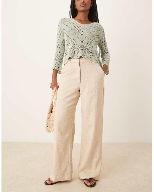 Abercrombie & Fitch Natural Curve Love Linen High Rise Tailored Trousers