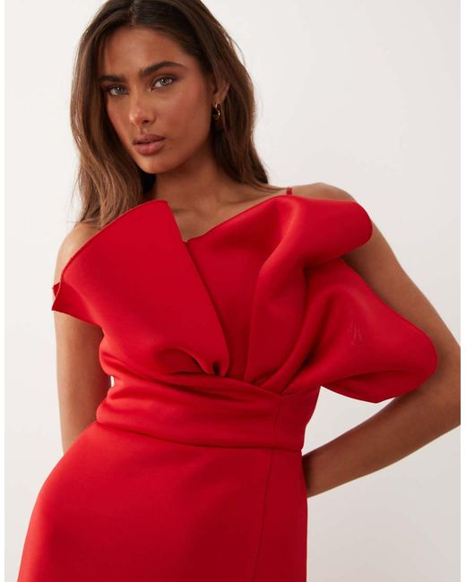 ASOS Red Structu Neck Detail Maxi Dress