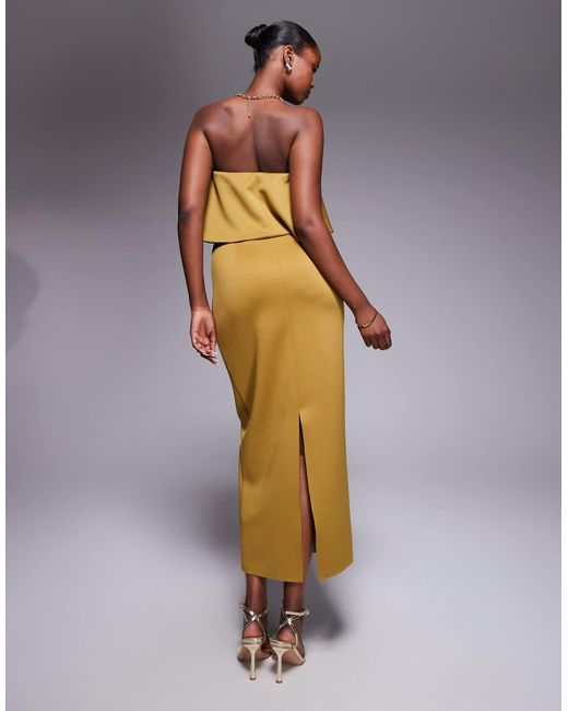ASOS Metallic – trägerloses midikleid aus neoprenartigem stoff