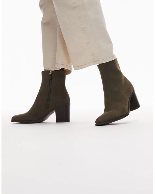 New Look Green Heeled Boots
