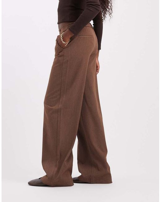 Object Brown Wide Leg Tailored Trousers Co-ord