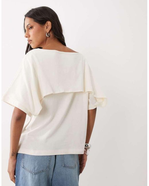 ASOS White Short Sleeve Cape Top