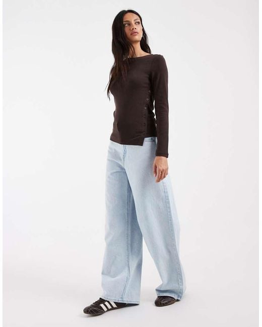 Levi's Brown Allie Asymmetric Long Sleeve Jersey Top