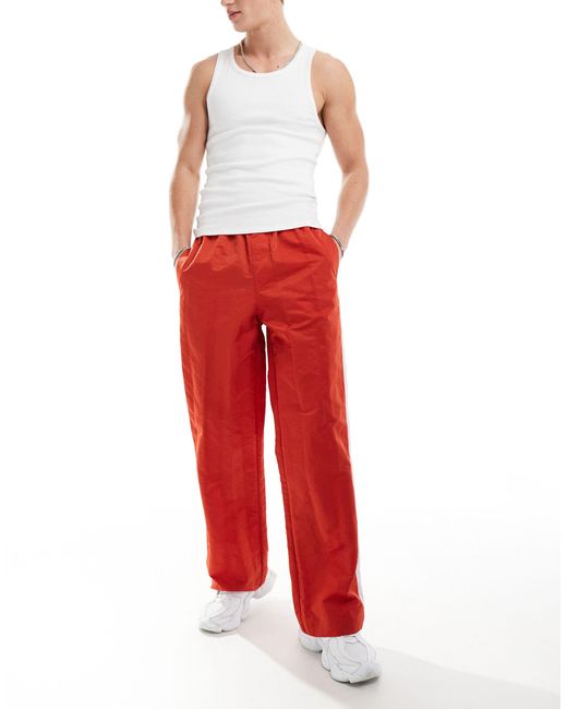 ASOS Red Wide Nylon Pants for men
