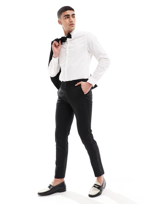 ASOS White New Skinny Tuxedo Trousers for men
