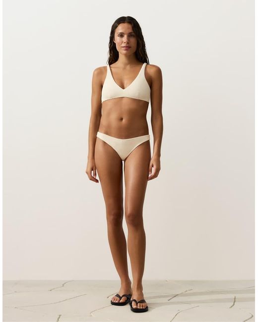 Oysho Brown U-Cut Crinkle Brazilian Bikini Briefs