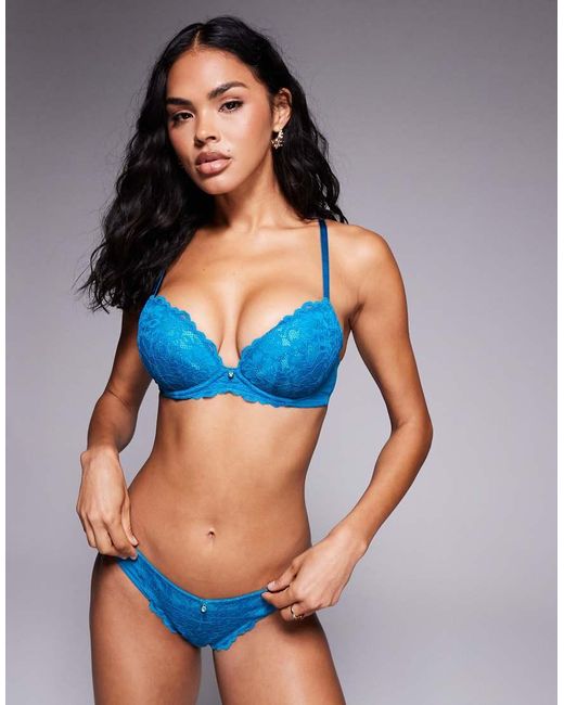 Ann Summers Blue Sexy Lace Contrast Brazilian