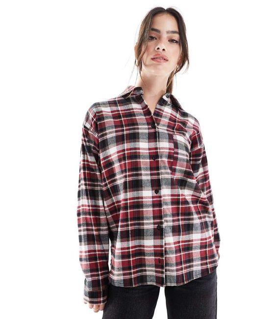Camicia A Quadri Bordeaux di Threadbare in Red