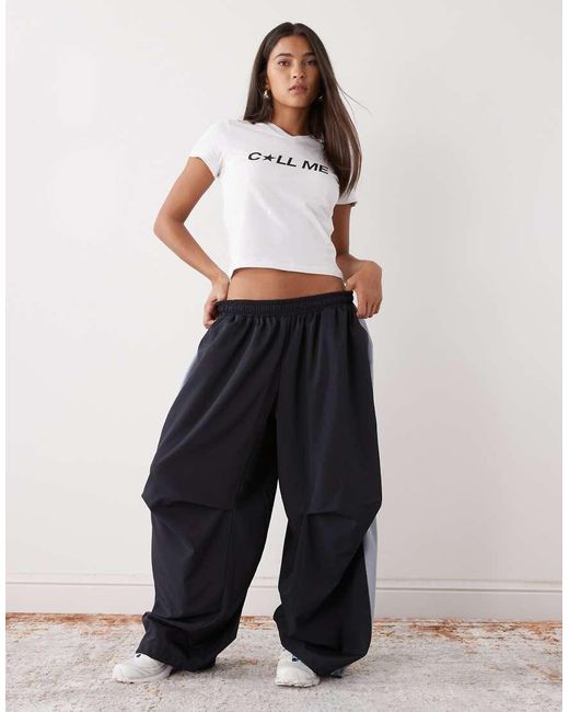 Collusion White Xl baggy Panel Nylon jogger