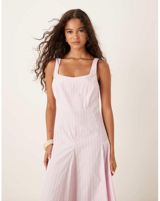 ASOS Pink Sleeveless Waisted Midi Dress