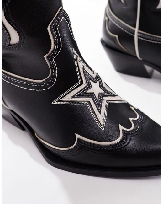 Stradivarius Black Pattern Western Boot