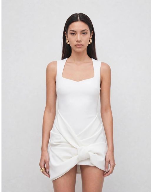 ASOS White Square Neck Mini Dress With Bow Skirt Detail