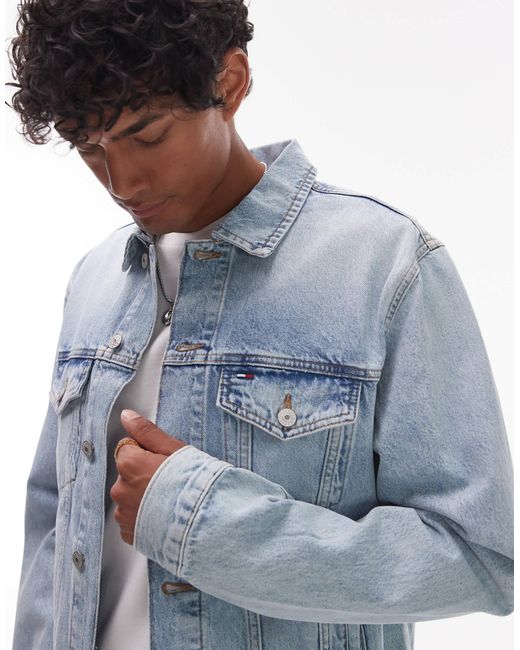 Tommy Hilfiger Blue Vintage Backprint Flag Denim Jacket for men