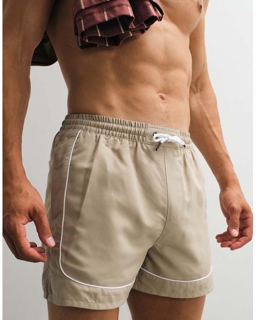 Aray Brown Swimshorts With Contrast Trim for men