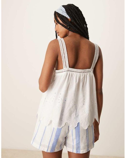 Jdy Natural Cami Smock Top With Broderie Detail