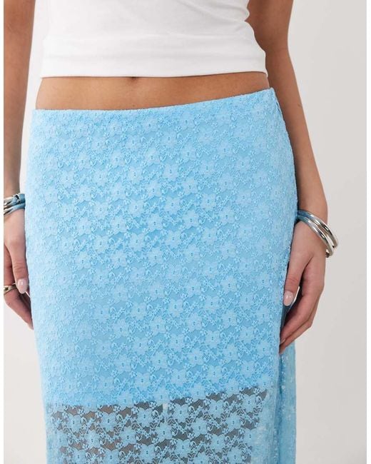 ASOS Blue Lace Column Maxi Skirt