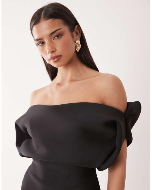 ASOS Black Structured Bardot Mini Dress