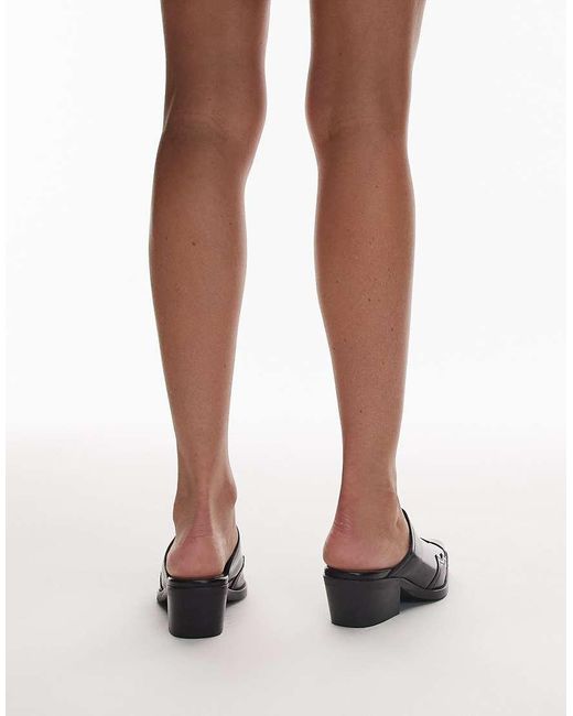 Tommy Hilfiger Black Western Detail Pointed Heel Mules