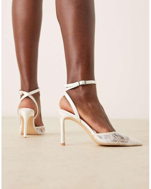 Be Mine Wide Fit Brown Bridal Meera Pointed Toe Heeled Pumps