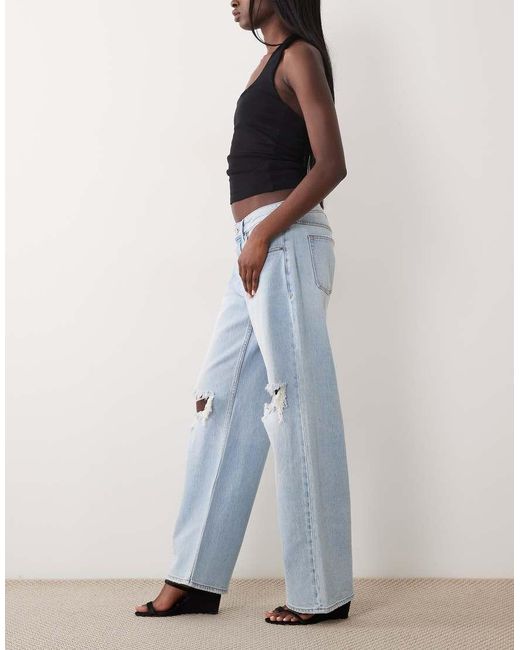 GOOD AMERICAN Blue Low Waist baggy Fit Rip Jeans