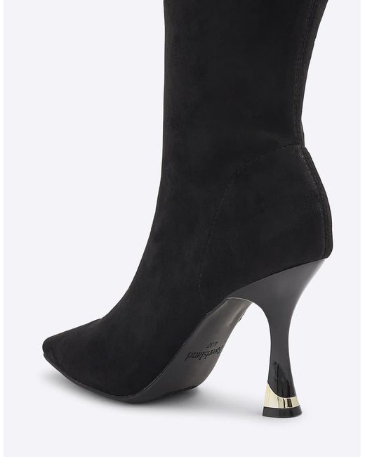 River Island Black Suedette Heeled Boots