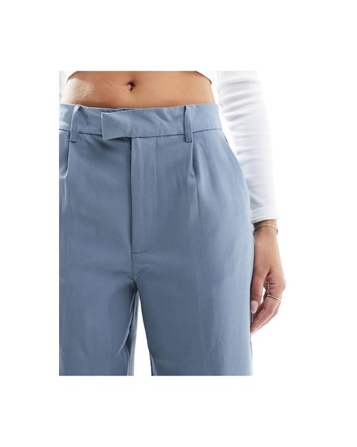 Pull&Bear Blue High Waisted Tailored Trousers