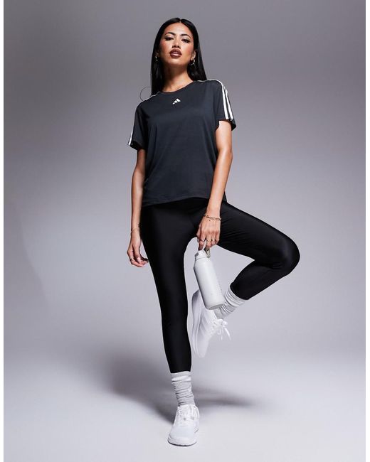 Adidas Originals Blue Adidas Training Essentials 3 Stripe T-shirt