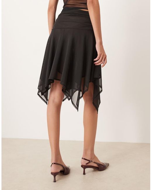 ASOS Mesh Hanky Hem Skirt in Natural | Lyst UK