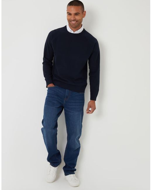 Threadbare Blue Mock Shirt Raglan Knitted Jumper for men