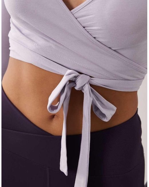 Gina Tricot Purple Cropped Yoga Wrap Cardigan