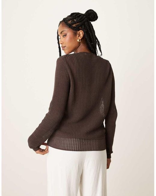 Mango Brown Tie Front Lightweight Cardigan