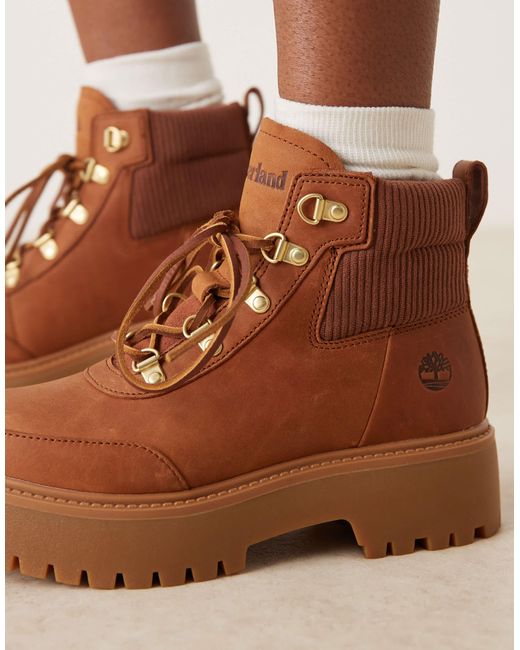 Timberland Gray Stone Street Lace Up Platform Boots