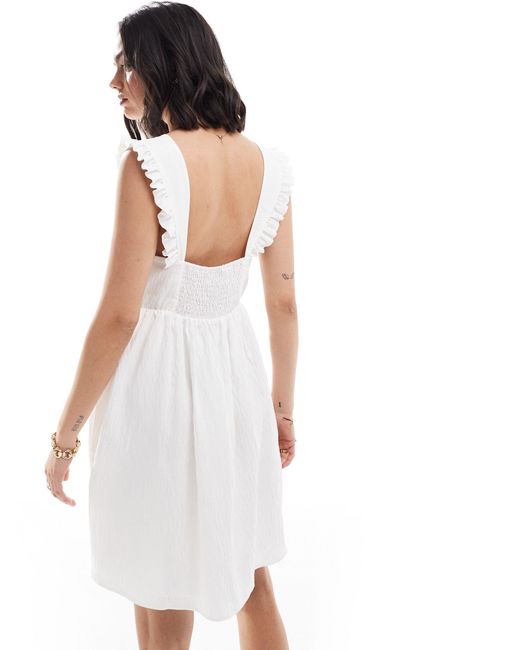 ASOS White Square Neck Frill Sleeve Cami Dress