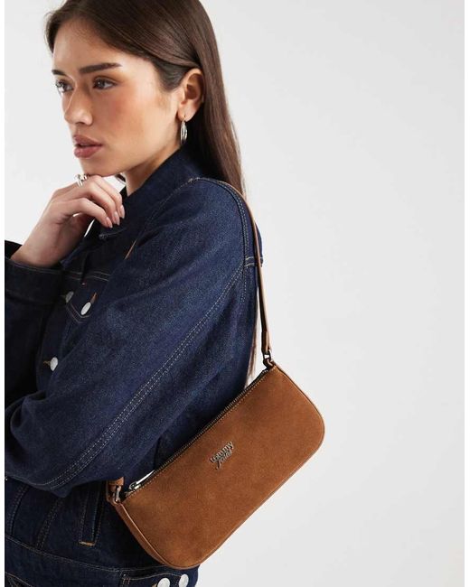 Tommy Hilfiger Blue Real Suede Shoulder Bag