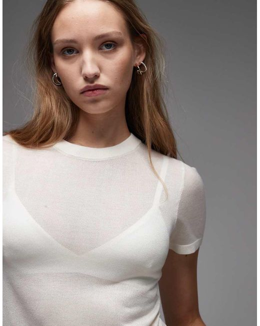 ASOS Gray Knitted Sheer T-Shirt