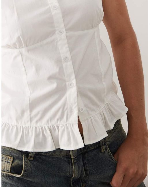 Motel White Closie Puff Sleeve Blouse