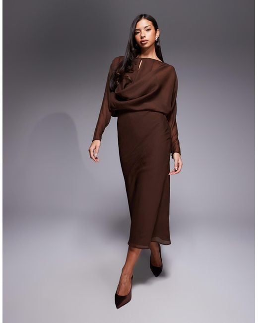 ASOS Women's Brown Slouchy Hip Bias Cut Asymmetric Midi Dress -  web.rendeth15.com
