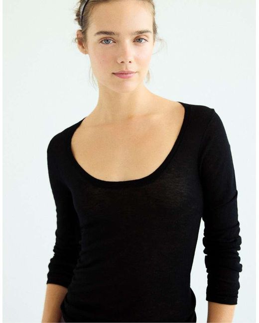 Stradivarius Blue Basic Wool And Silk Round Neck Jumper
