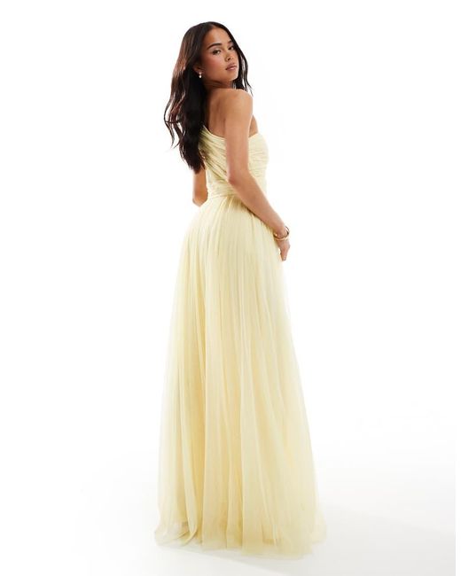 LACE & BEADS Metallic Bridesmaid One Shoulder Maxi Dress