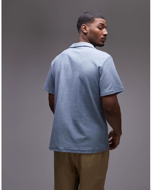 Rhythm – strand-polohemd im vintage-design aus frottee in Blue für Herren