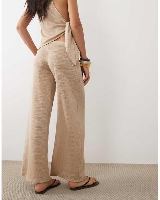 ASOS Natural Textured Wide Leg Co-ord Trouser